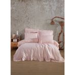 Dantela Allegra Fırfırlı Müslin Nevresim Takımı - Pudra - 200 x 220 cm