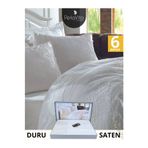 Dantela Duru Güpürlü Pamuk Saten Nevresim Takımı - Beyaz (6 parca)