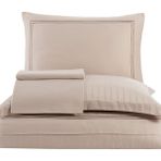 Dantela Imge Nakışlı Pamuk Saten Yollu Nevresim Takımı - Bej - 200 x 220 cm