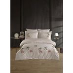 Dantela Nakışlı Pamuk Saten Çift Kişilik Nevresim Takımı - Latania - 200 x 220 cm - Bej