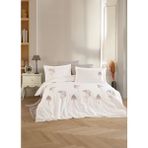 Dantela Nakışlı Poplin Saten Krem Nevresim Takımı - Jovia - 200 x 220 cm