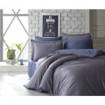Dantela Pamuk Saten Double Face Tek Kişilik Nevresim Takımı - Mavi - 160 x 220 cm