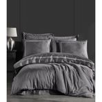 Dantela Pamuk Saten Nakışlı Çift Kişilik Nevresim Takımı - Imge - Gri - 200 x 220 cm