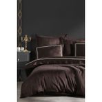 Dantela Pamuk Saten Nakışlı Çift Kişilik Nevresim Takımı - Imge - Kahve - 200 x 220 cm