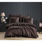 Dantela Pamuk Saten Nakışlı Çift Kişilik Nevresim Takımı - Nüans - Kahve - 200 x 220 cm