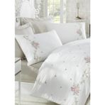Dantela Rosenna Nakışlı Pamuk Saten Nevresim Takımı - Kıng Sıze - Krem - 220 x 240 cm