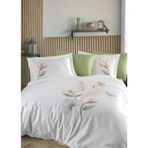 Dantela Starliçe Nakışlı Pamuk Saten Çift Kişilik Nevresim Takımı-Krem - 200 x 220 cm