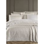 Dantela Victoria Nakışlı Nevresim&Jakarlı Yatak Örtüsü Seti - Bej - 200 x 220 cm
