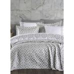 Dantela Victoria Nakışlı Nevresim&Jakarlı Yatak Örtüsü Seti - Gri - 200 x 220 cm
