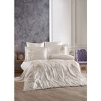 Dantela Zümra Nakışlı Pamuk Saten Nevresim Takımı - Bej - 200 x 220 cm