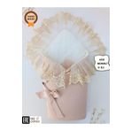 DANTELLİ BEBEK BATTANİYESİ%100 PAMUKLU DOĞAL ORGANİK UYKU KUNDAĞI HEDİYELİK YENİDOĞAN MEVLÜTLÜK KND45508 Bej
