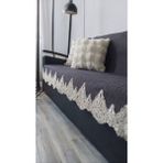 Dantelli Çekyat Koltuk Örtüsü Lüks Mode Süngerli Kaymaz Taban Kadife Çizgili - 160 x 200 cm - Antrasit
