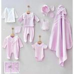 Dantelli Kız Bebek 10 Parça Kız Bebek Hastane Çıkışı Kutulu Pembe