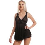 Dantelli Lüx Fantezi Gecelik ML-05 Siyah/Kırmızı (SİYAH, M)