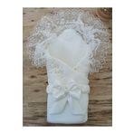Dantelli Özel Taçlı Bebek Kundağı Unisex Bebek Dış Kundak Battaniyesi Hastane Çıkışı Hediyelik KND45237