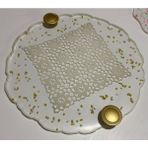 Dantelli Şeffaf Epoksi Tepsi Serisi (El Işi Dantel Detaylı - 30 Cm) - Altın Yuvarlak Kulp