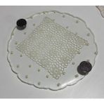 Dantelli Şeffaf Epoksi Tepsi Serisi (El Işi Dantel Detaylı - 30 Cm) - Yuvarlak Kulp