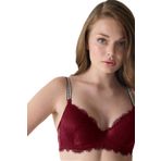 Dantelli Taşlı Sulu Sütyen Bordo 75B