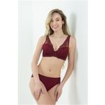 Dantelli V Yaka Push Up Destekli Sütyen Bordo 80B
