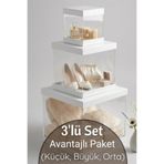 Dantelux 3'Lü Set Asetat Çeyiz Kutusu (Şeffaf - Katlanabilir - Pratik Kurulum) (Küçük + Orta + Büyük) Beyaz