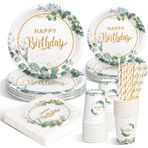 DANXIAN Parti yemek takımı, doğum günü partisi yemek takımı, kağıt tabak çocuk doğum günü, Happy Birthday dekorasyon parti aksesuarı, kağıt tabak doğum günü dekorasyonu, erkek kız ve partiler için, 20 misafir