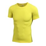 Daoba Erkek İçlik Üst Kısa Kollu Spor Salonu Koşu Üst Egzersiz Fitness Tişört Erkekler için, Yellow, M