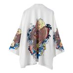 Daoba Erkek Mont, Yazlık Cosplay Japon Yedi Nokta Kollu Kimono Erkek ve Kadın Pelerin Ceket Üst Bluz, Beyaz 3, S