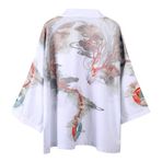 Daoba Erkek Mont, Yazlık Cosplay Japon Yedi Nokta Kollu Kimono Erkek ve Kadın Pelerin Ceket Üst Bluz, Beyaz 5, M