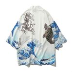 Daoba Erkekler kadınlar japon Kimono hırka - ilkbahar ve yaz çin tarzı antik stil bornoz hırka güneş koruyucu elbise pijama ceket ceket, 15, M