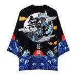 Daoba Erkekler kadınlar japon Kimono hırka - ilkbahar ve yaz çin tarzı antik stil bornoz hırka güneş koruyucu elbise pijama ceket ceket, 3, S