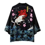 Daoba Erkekler kadınlar japon Kimono hırka - ilkbahar ve yaz çin tarzı antik stil bornoz hırka güneş koruyucu elbise pijama ceket ceket, 6, M
