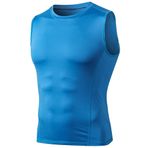 DaobaMEN Erkek atlet, kolsuz tişört yelek üst hızlı kuruyan ter geçirmez spor atlet koşu fitness spor salonu için, mavi, S