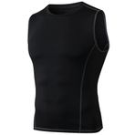 DaobaMEN Erkek atlet, kolsuz tişört yelek üst hızlı kuruyan ter geçirmez spor atlet koşu fitness spor salonu için, siyah, XL
