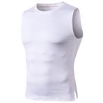 DaobaMEN Erkek koşu atleti, fitness atleti, atlet, hızlı kuruyan spor antrenman yeleği, kolsuz tişört, beyaz, M