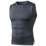 DaobaMEN Erkek koşu atleti, fitness atleti, atlet, hızlı kuruyan spor antrenman yeleği, kolsuz tişört, Gri 2, XL