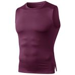 DaobaMEN Erkek koşu atleti, fitness atleti, atlet, hızlı kuruyan spor antrenman yeleği, kolsuz tişört, kırmızı (Red Wine), M
