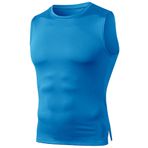 DaobaMEN Erkek koşu atleti, fitness atleti, atlet, hızlı kuruyan spor antrenman yeleği, kolsuz tişört, mavi, XL