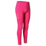 DaobaWOMEN Kadın spor pantolonu, yüksek bel, opak, spor tayt, yoga pantolonu, uzun koşu pantolonu, çanta, fitness, jogging, 2 yan cepli, Pembe, XL