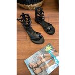 DaphneSandals El Yapımı Hakiki Deri Siyah Gladyatör Bodrum Sandaleti - 4050