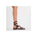 DaphneSandals Hakiki Deri Kadın Siyah Bodrum Sandaleti - Kkk4012
