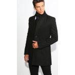Dar Kesim Delpino Erkek Uzun Kaşe Kaban Siyah Renk %50 Viskon %50 Polyester Malzeme