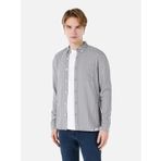 Dar Kesim Shirt Yaka Desenli Gri Erkek Uzun Kol Gömlek Cl1068168