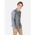 Dar Kesim Shirt Yaka Gri Erkek Uzun Kol Gömlek Cl1067422