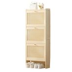 Dar Rattan Ayakkabı Dolabı 2/3 Flip Çekmeceli Şık Bağlantısız Bambu Depolama Nizer Giriş Yolu Oturma Odası Yatak Odası için - Gizli Ayakkabı Rafı Yerden Tasarruflu 70x17x120cm