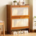 Dar Rattan Ayakkabı Dolabı - Bağlantısız Bambu Depolama Nizer 2/3 Açılır Çekmeceli Giriş Yolu Oturma Odası Koridor Yatak Odası için Şık Gizli Ayakkabı Rafı 70x17x87cm