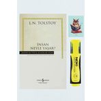 Dara Yayınları İnsan Neyle Yaşar 9786053607038 - Lev Nikolayeviç Tolstoy - Sarı Fosforlu Kalem - Not Defterli Seti