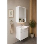 Darende 55Cm Seramik Lavabolu Mdf Aynalı Banyo Dolabı