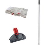 Darı Yedek Islak Mop Takımı, Beyaz, 450 Gr, 17 Cm, Metal Sap ve Tutucu ile Birlikte - Ahşap - Beyaz - Seçenek 1