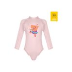 Daring Littles Uv Korumalı Upf 50+ Uzun Kollu Fırfırlı Balerin Fil Baskılı Mayo - Geri Dönüştürülmüş Kumaş - Elphy Koleksiyonu - Pembe - 6 - 7 Yaş