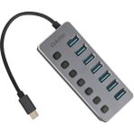 Dark 7 Port USB 3.0 Hub, Bağımsız Aç/kapa Port, Harici Adaptörlü Type-C USB Çoklayıcı Hub (DK-AC-USB371C)